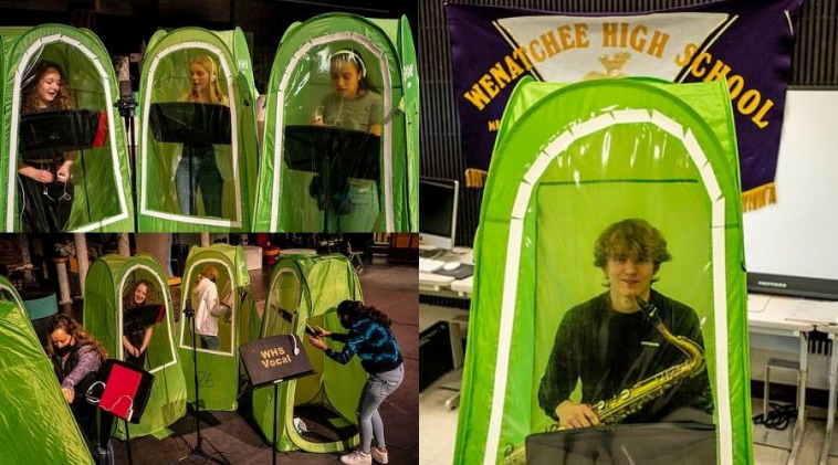 Nak jaga social distance Ahli Band Muzik Sekolah Di USA Ini Duduk Dalam Khemah Masa Latihan