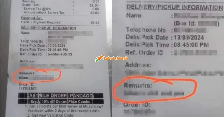 resit pesanan makanan tular