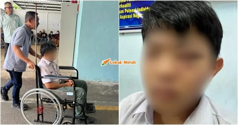pelajar ditumbuk di hadapan guru
