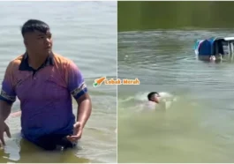 pelajar unimas selamatkan mangsa kereta tenggelam