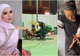 anzalna abang rider tukar lampin anak atas motor