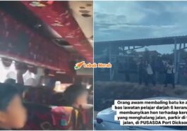 bas rombongan dibaling batu orang awam