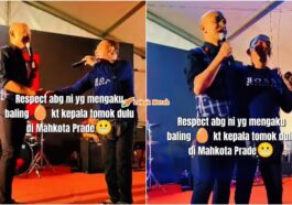 lelaki mohon maaf baling telur pada tomok