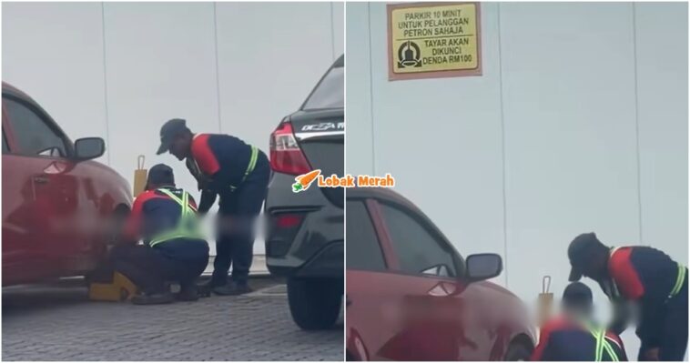 parkir 10 minit kereta kena clamp stesen minyak