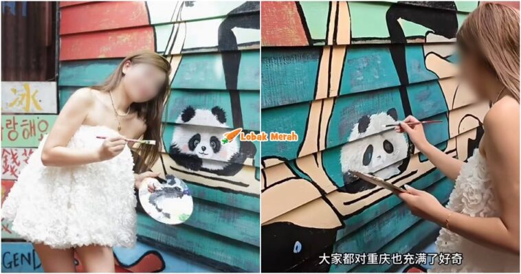 pelancong china lukis mural pulau pinang
