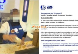 zus coffee video barista disimbah air